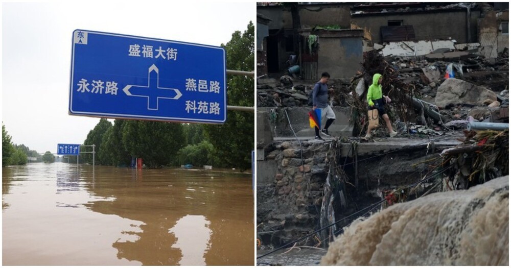 Горы искореженных автомобилей и подводная лодка в городе: последствия сильнейшего наводнения в Китае