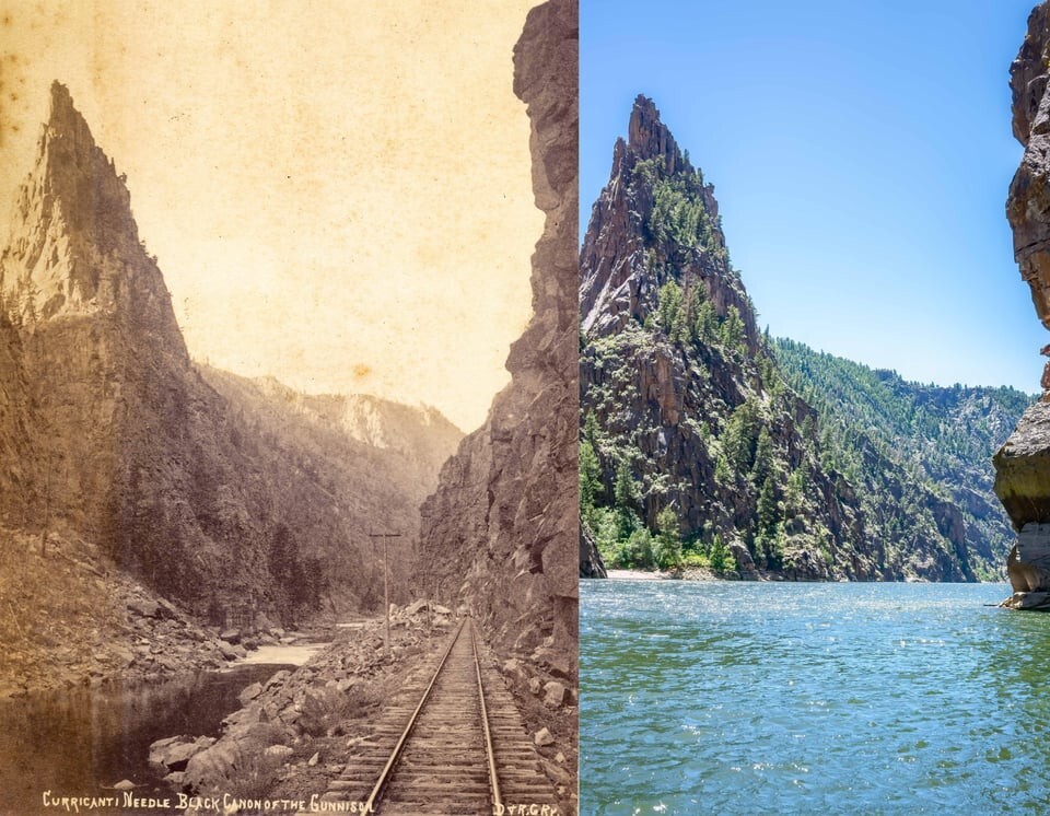 24. Национальный парк "Черный каньон Ганнисона", штат Колорадо, США. 1880-е и 2023 годы