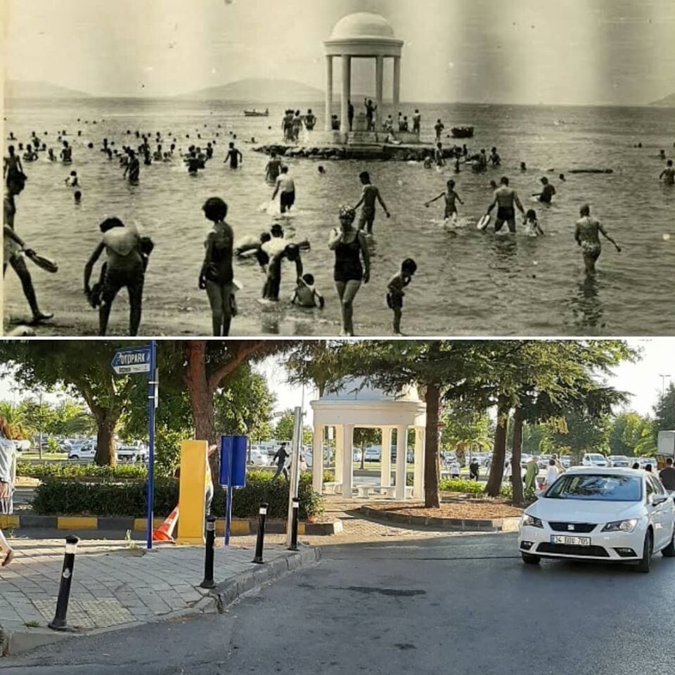 37. Пляж Сюрейя в 1940-х годах и в наши дни, Стамбул
