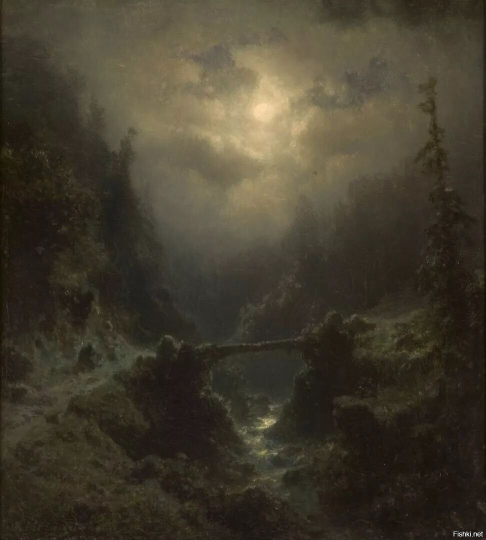 «Утес в лунном свете» — Огаст Пипенхаген (1791-1868)