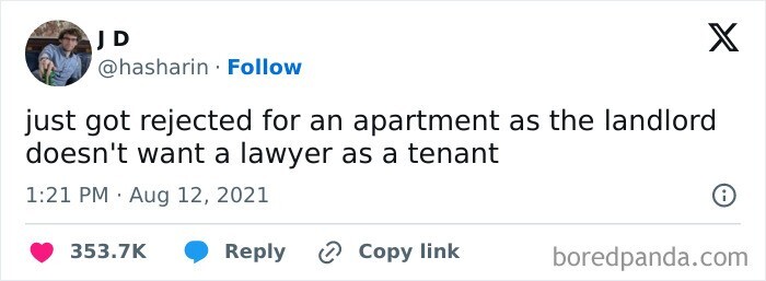 3. "Мне не разрешили снять апартаменты, потому что арендодателю не нравятся юристы"