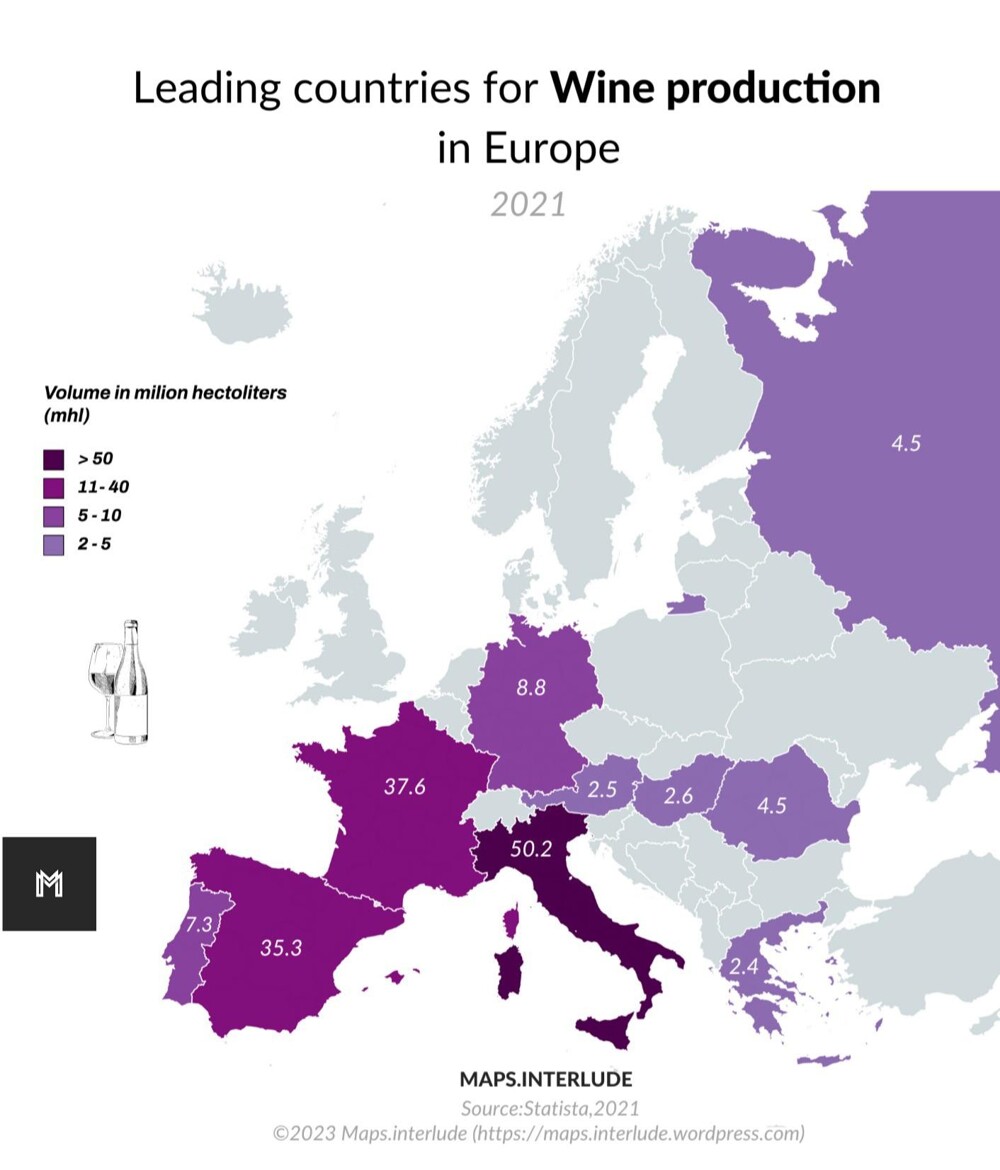 27. Ведущие страны по производству вин в Европе