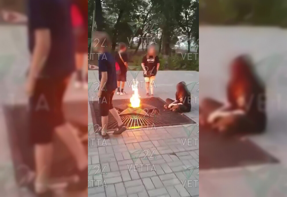 Дети решили пожарить маршмеллоу на Вечном огне