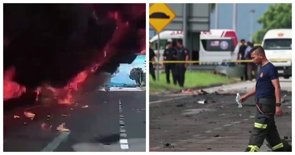 Падение самолёта на автотрассу в Малайзии попало на видео