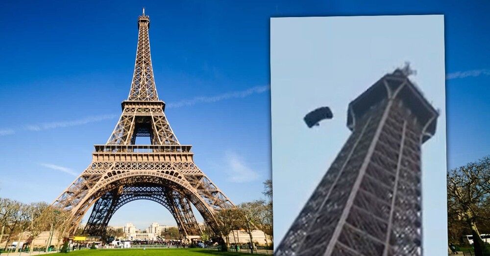 Полет нормальный: мужчина прыгнул с парашютом с Эйфелевой башни