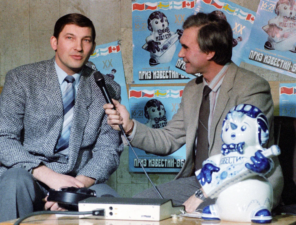 Владислав Третьяк дает интервью Владимиру Маслаченко, 1986 год