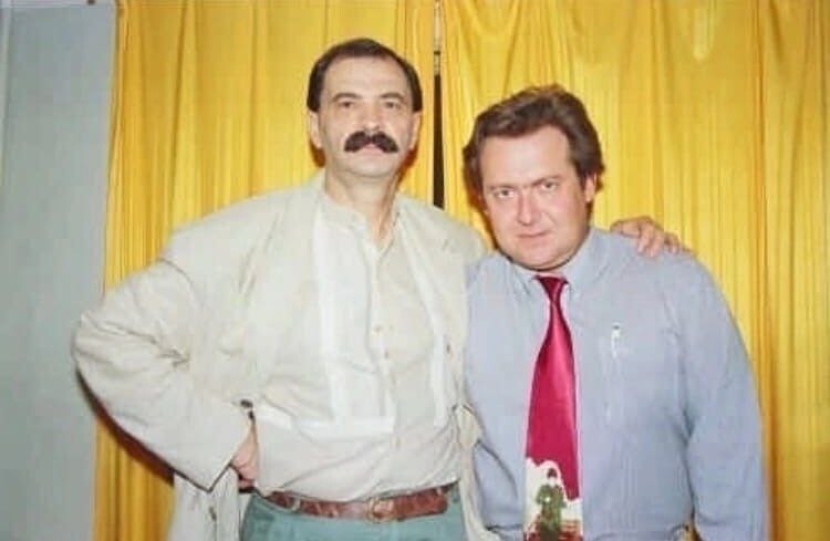 Илья Олейников и Юрий Стоянов на съёмках «Городка», 1993 год