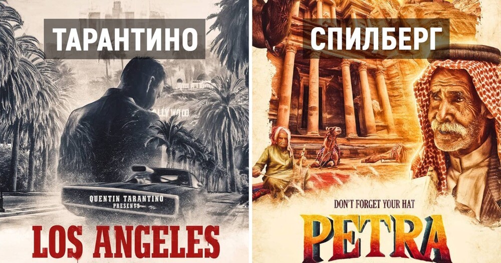 Как выглядели бы постеры фильмов известных режиссёров, если бы те сняли кино о городах