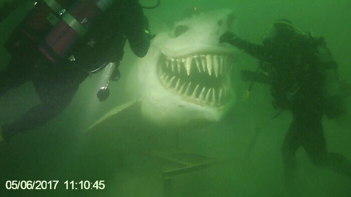 2. Статуя акулы в Невшательском озере, Швейцария