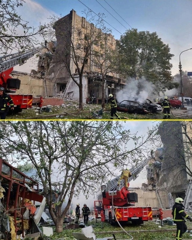 Отель в Черкассах после ракетного удара. Пытаются спасать то, что осталось от "миролюбивых иностранных волонтёров"