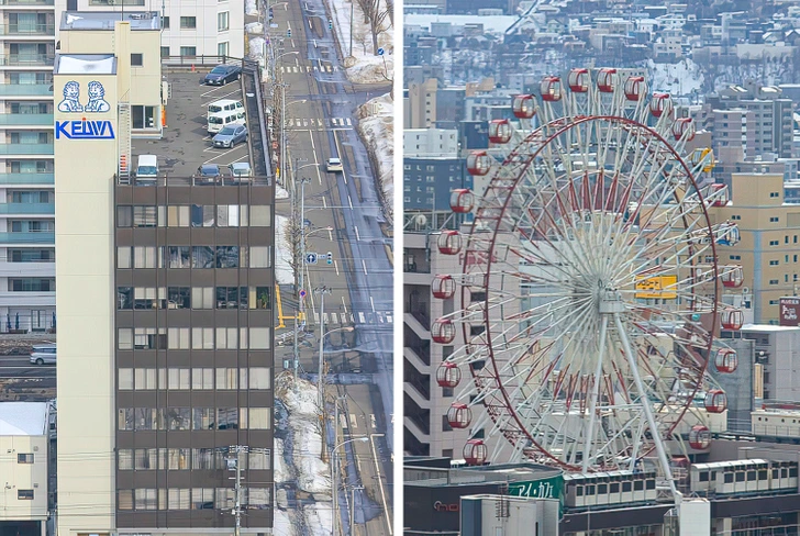 9. На крышах японских зданий можно увидеть стоянку для автомобилей и колесо обозрения