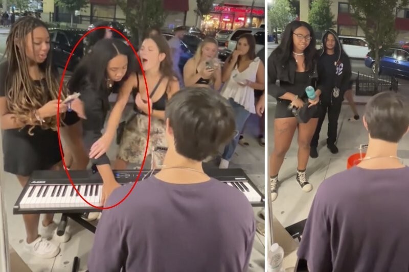 Женщина  прервала выступление уличного музыканта, а после украла у него деньги