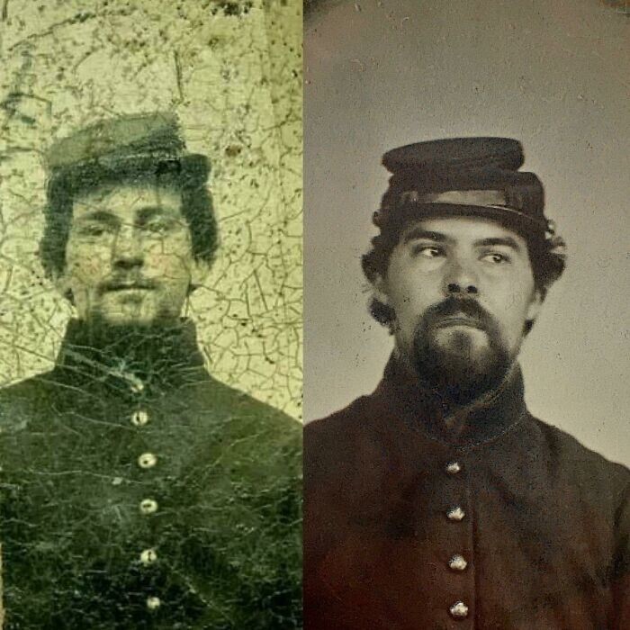 22. "Мой прапрадед (слева), 1862 год, и я (справа), 2022 год"