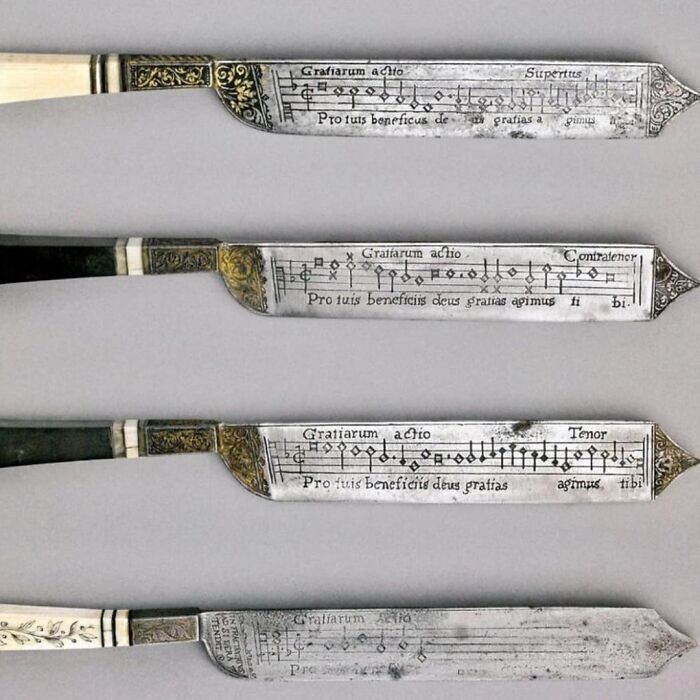 34. Редкий набор итальянских ножей XVI века с музыкальными сочинениями