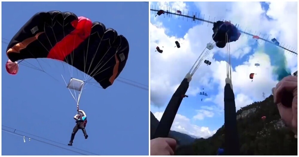 В Сочи бейсджамперы специально запутывали стропы своих парашютов, чтобы пощекотать нервы зрителям
