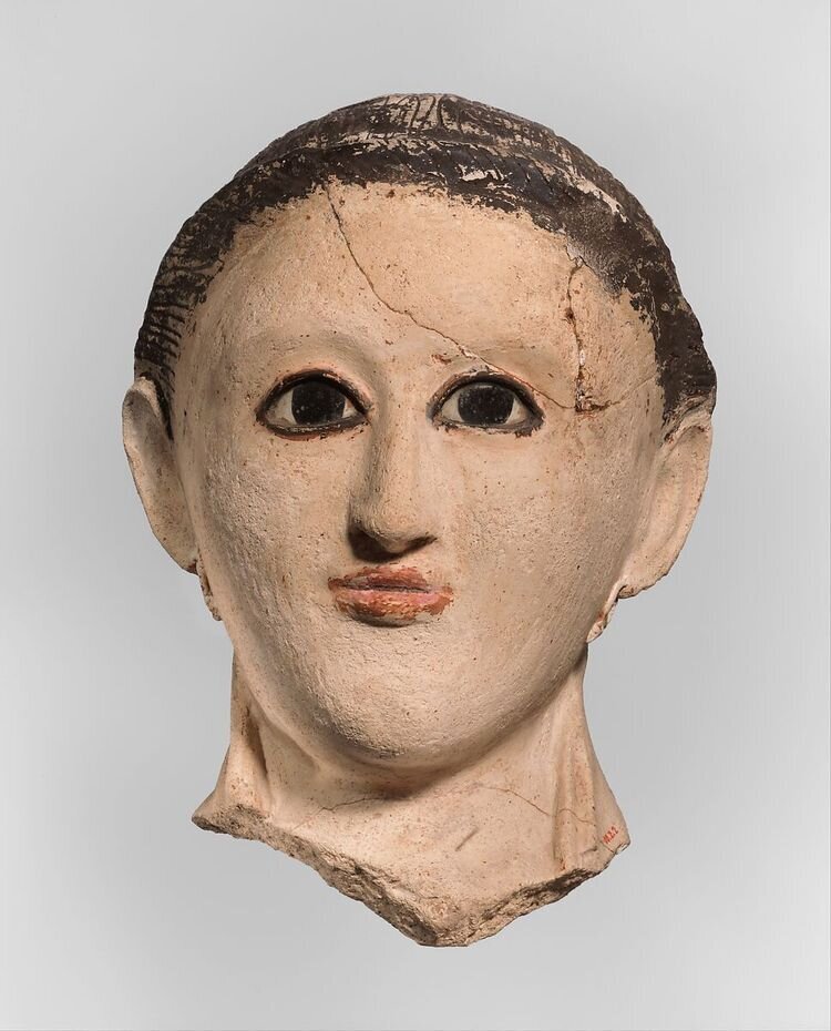Гипсовая погребальная египетская маска римского периода, 250–300 гг. н. э.