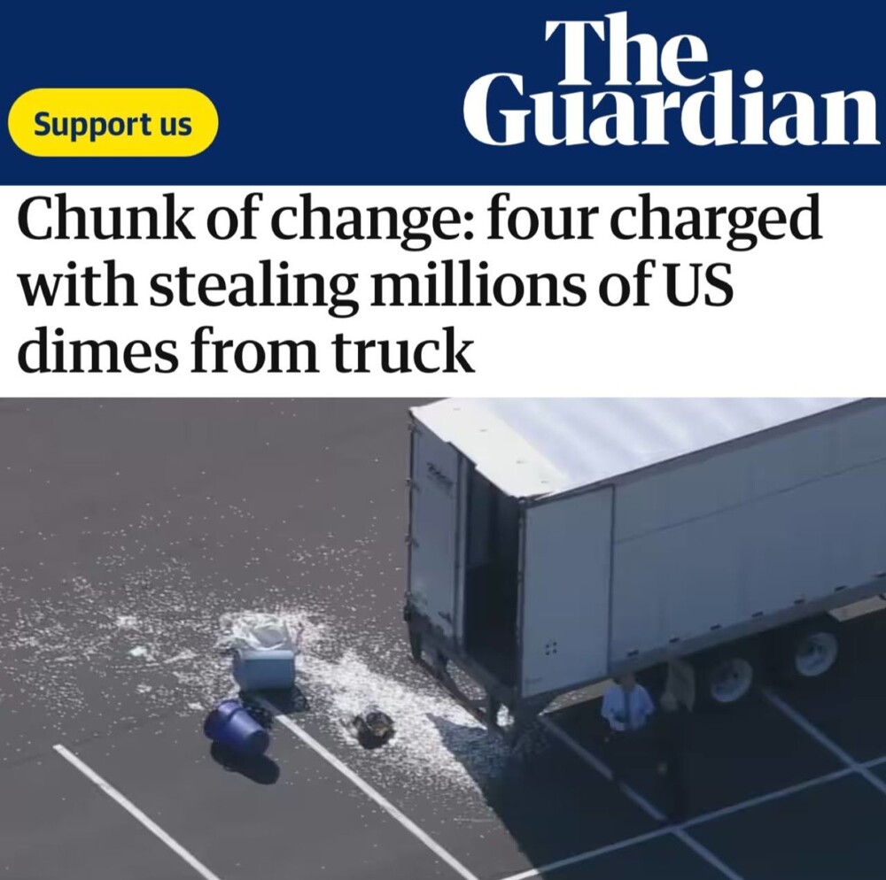 В США грабители похитили из грузовика, перевозившего деньги, 234 500 долларов мелочью