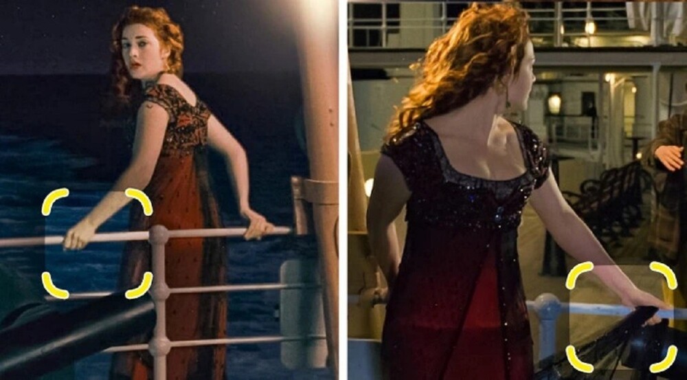 2. В одном кадре "Титаника" Роуз не держит край платья, а в следующем - держит