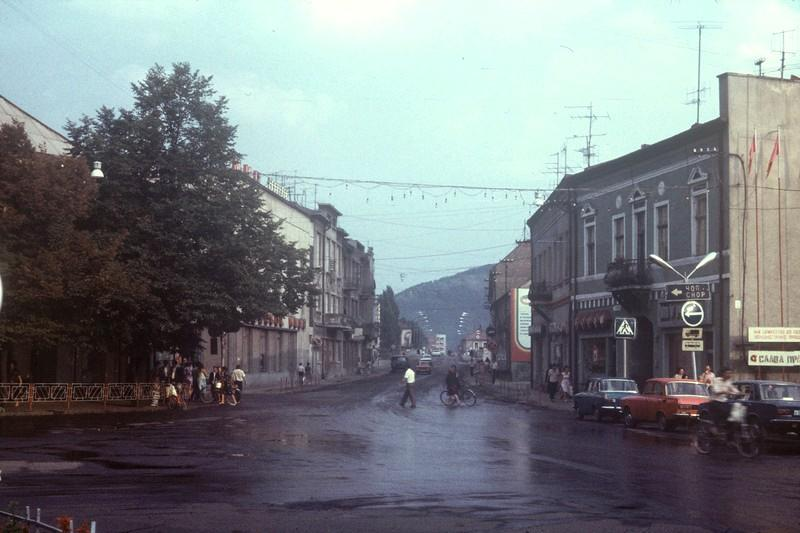 Мукачево, УССР, центр, направление к мосту через Латорицу, 1985 год.