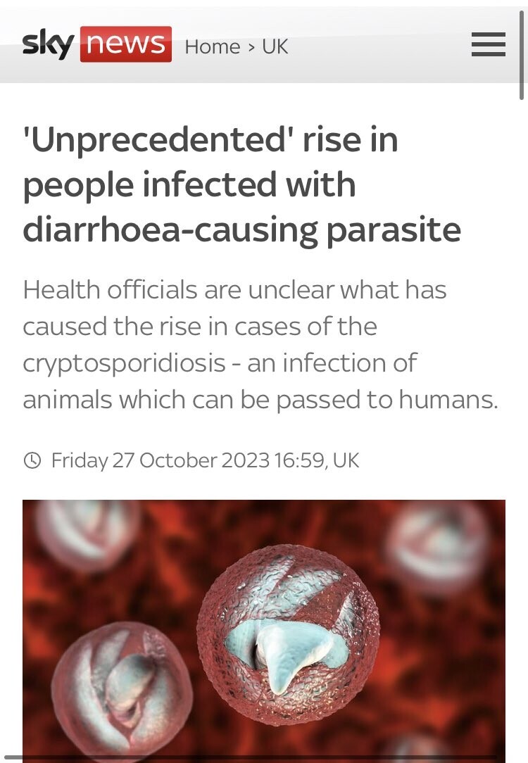 В Великобритании зафиксирована вспышка заражений паразитом, вызывающим внезапную диарею