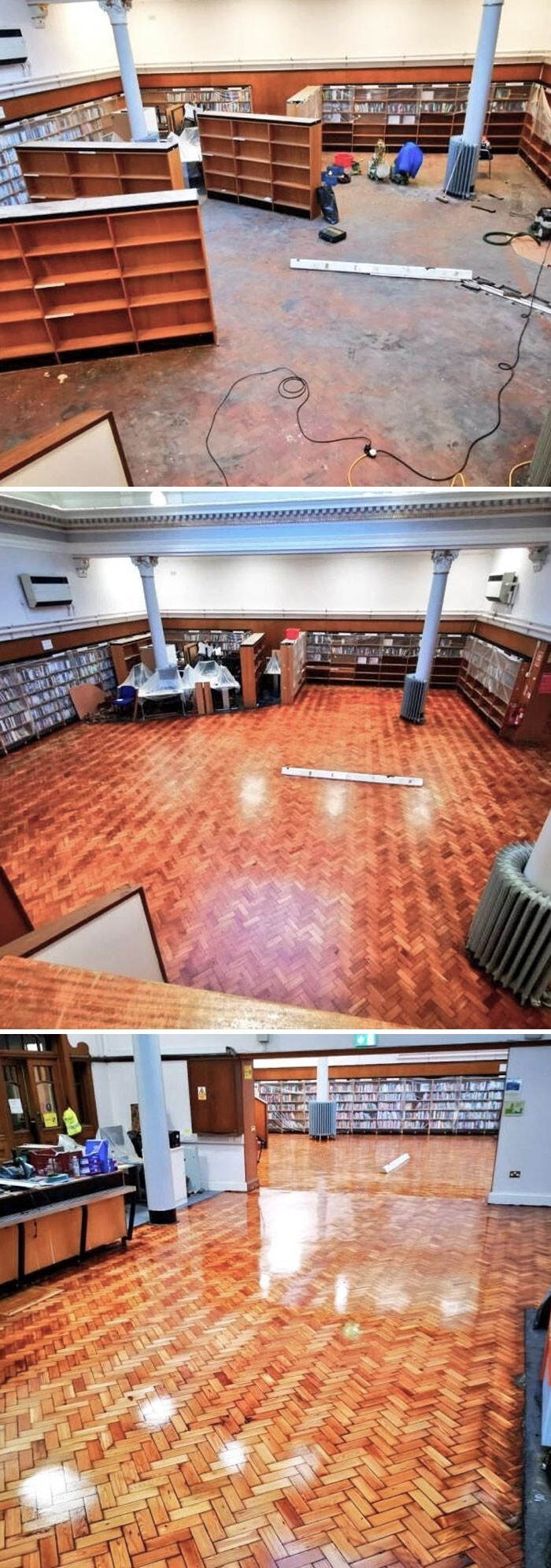 1. «В библиотеке Глазго под ковровым покрытием нашли деревянный паркетный пол возрастом 117 лет»