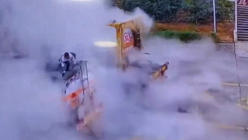 Мощный взрыв сжиженного газа в Китае попал на видео