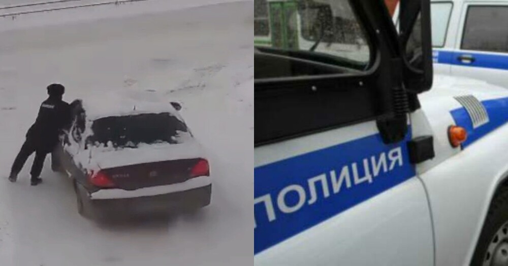 В Уфе при попытке задержания сотрудник полиции прокатился "с ветерком" на двери авто