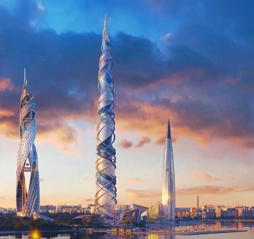 Новая вертикаль Лахта Центра: столп Петра I в окружении небоскребов
