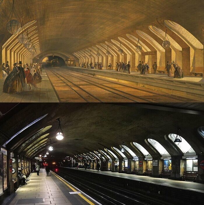 10. Старейшая в мире станция метро "Бейкер-стрит", Англия. 157 лет разницы