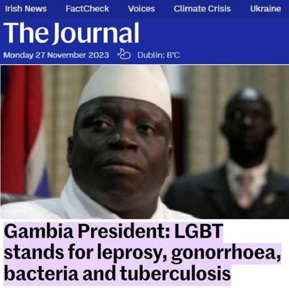 Из ИноСМИ. Простенько и доступно. Президент Гамбии очень доступно расшифровал аббревиатуру ЛГБТ Лепра , гонорея, бактерии и туберкулёз