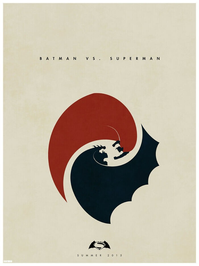 6. Минималистичный постер фильма «Бэтмен против Супермена»