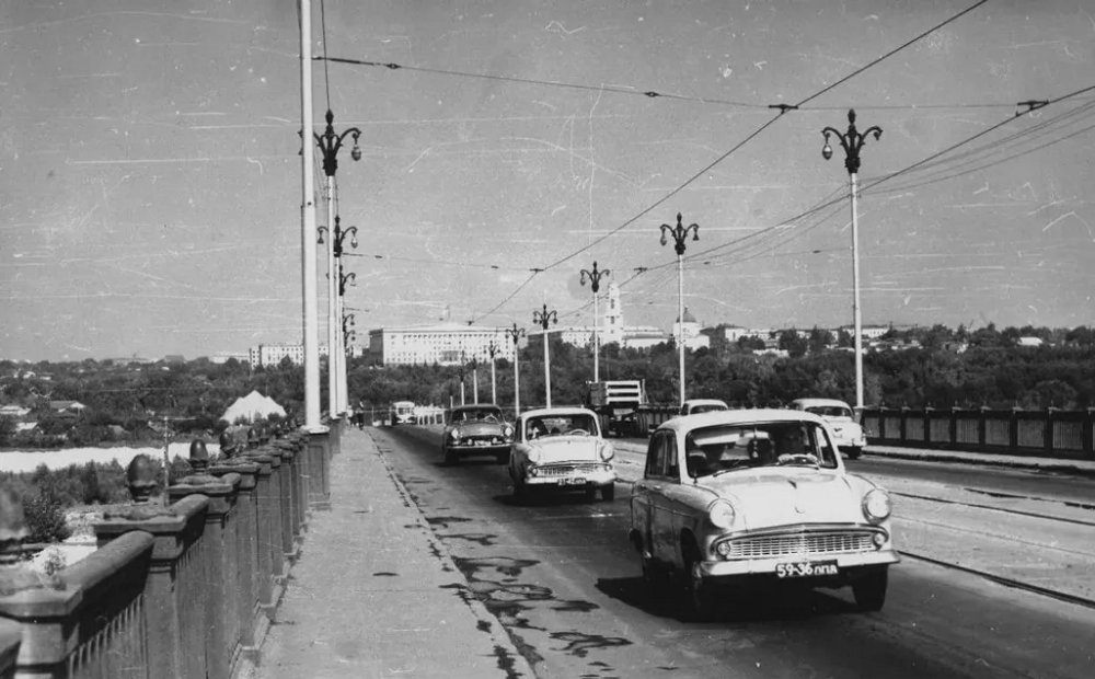 Липецк. Мост через реку Воронеж, 1960 год.