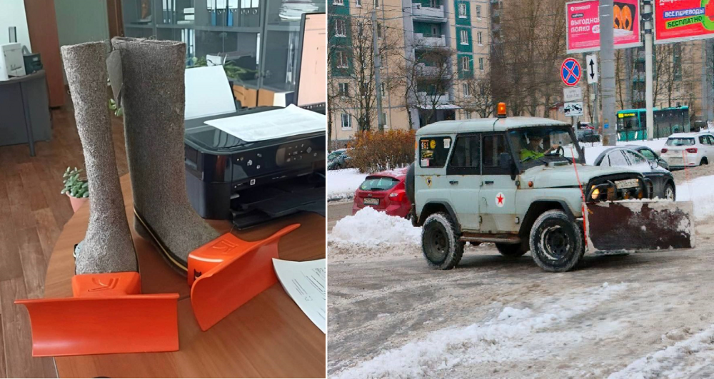 Снегоуборка от народных умельцев Питера: ковши-снегоступы и снегоуборщик из личного авто