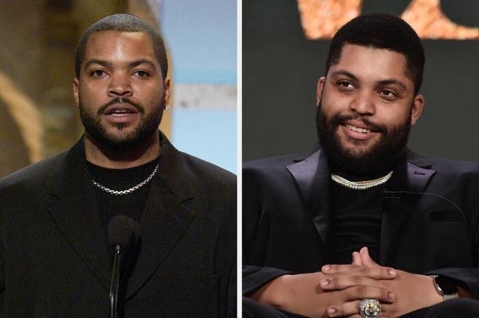 2. 33-летний Ice Cube (он же О'Ши Джексон) в 2002 году и О'Ши Джексон-младший в возрасте 32 лет в 2023 году: