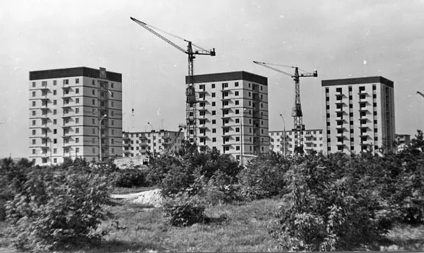 Дзержинск (Горьковская, ныне Нижегородская область), первые 9-этажные дома у Северных ворот, 1960-е годы.