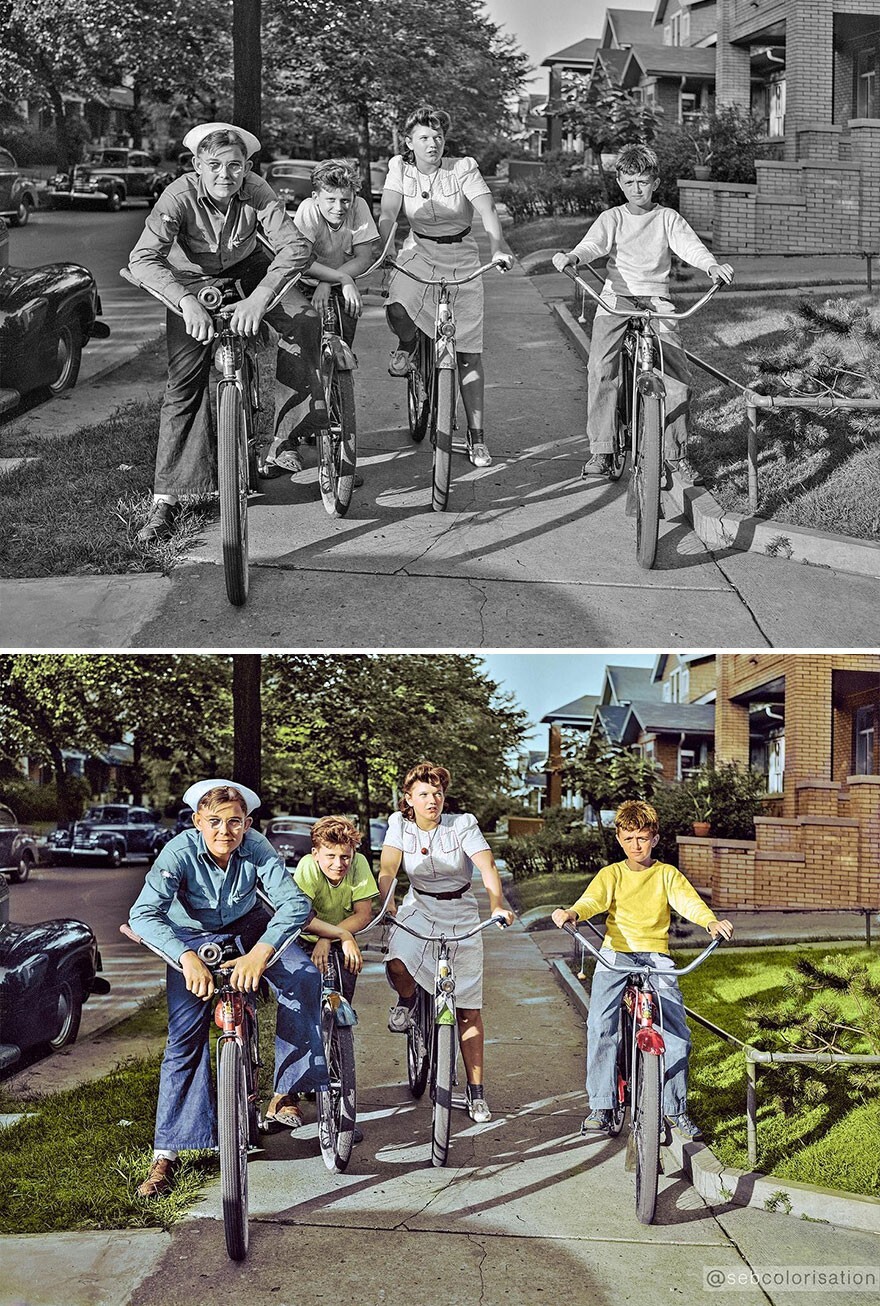 31. Дети на велосипедах, Детройт, Мичиган, июль 1942 года
