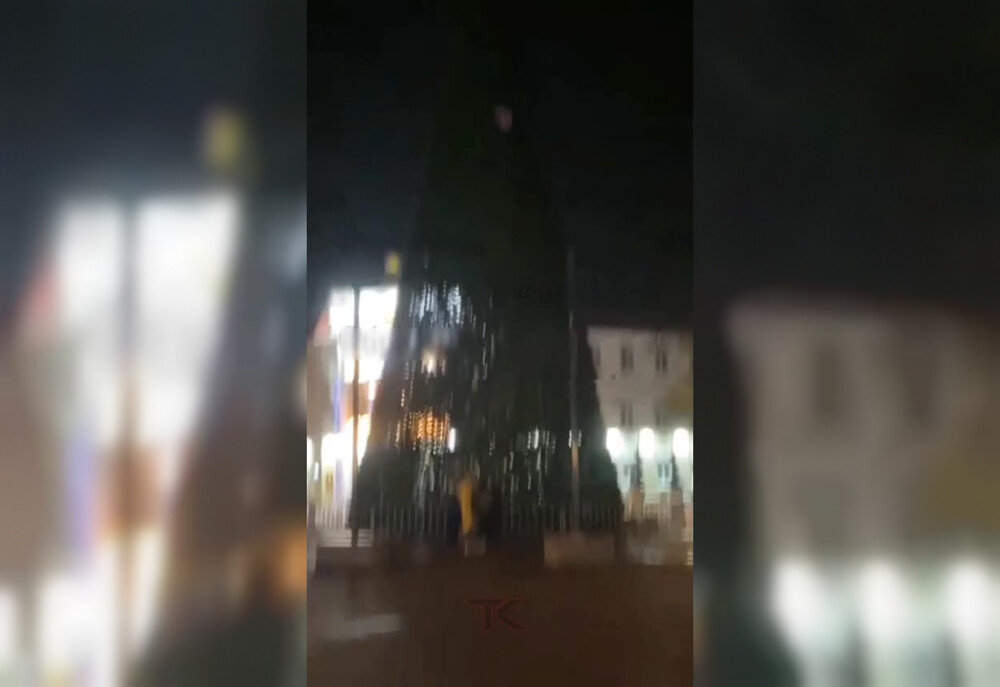 Пьяная женщина залезла на главную елку Геленджика высотой 20 метров