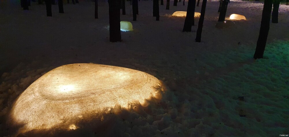 Светящиеся "камни" в парке "Комсомолец"