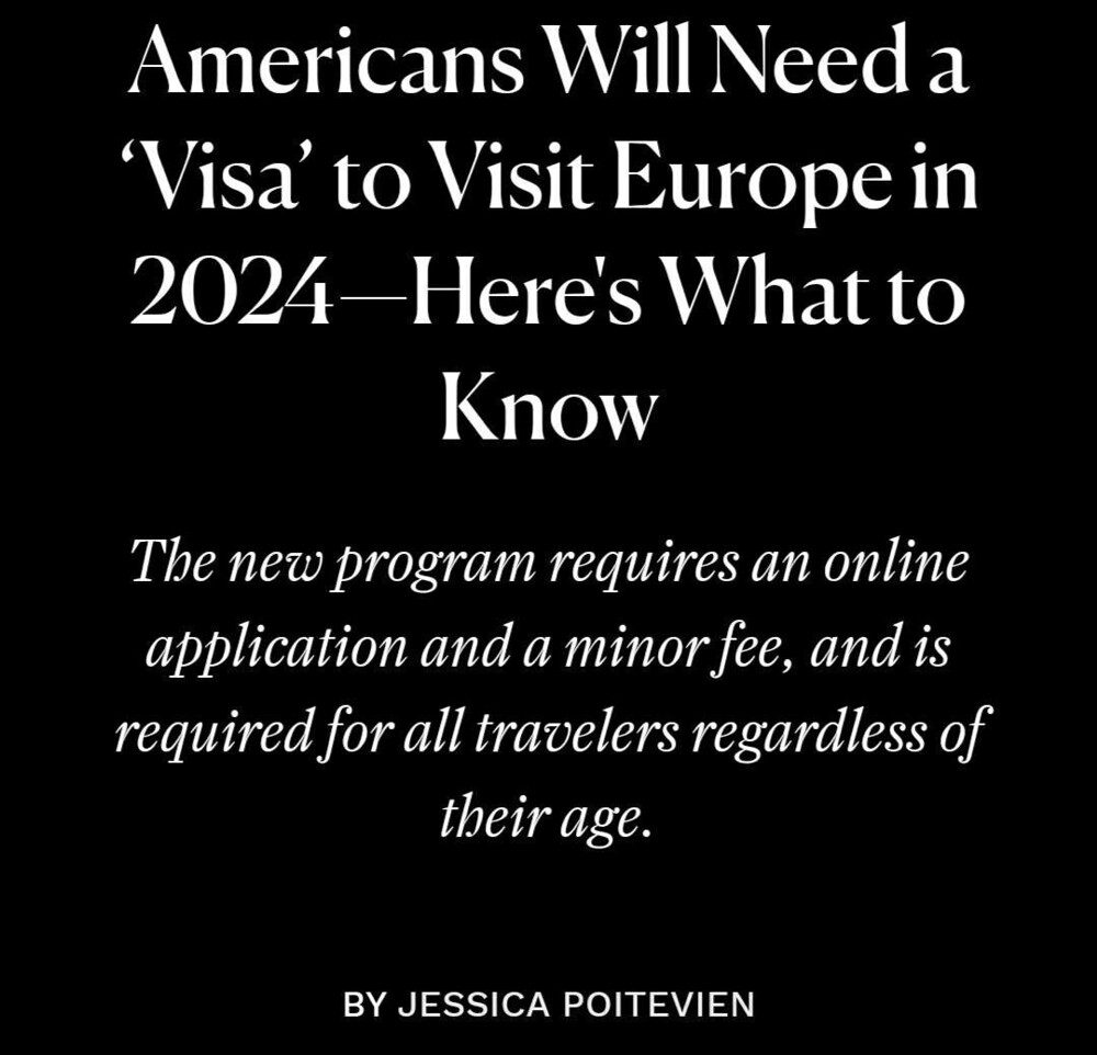 С следующего года,американцы не смогут ездить в Европу без визы.