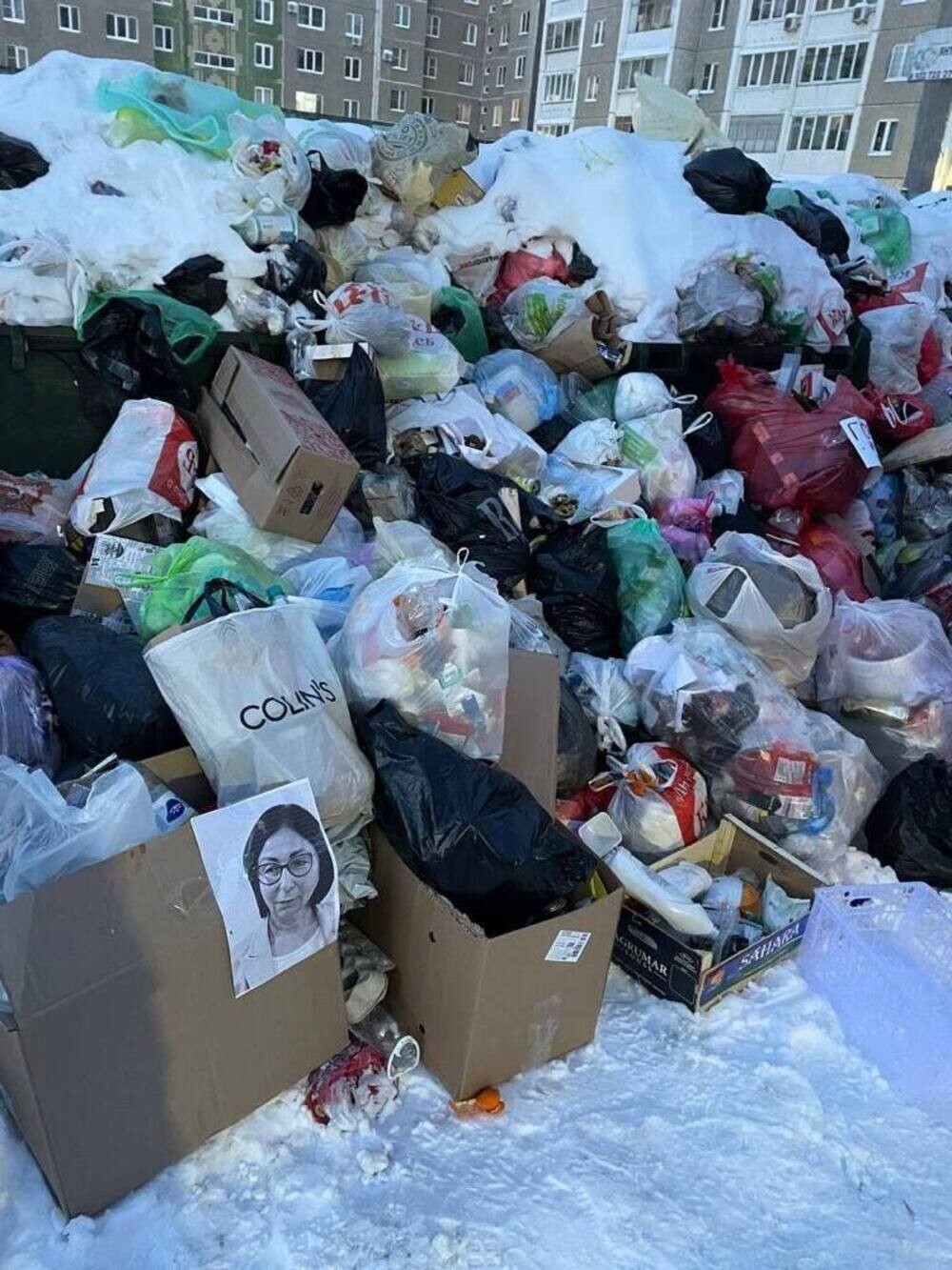 Жители Челябинска устали от прошлогоднего мусора и украсили помойки портретами мэра