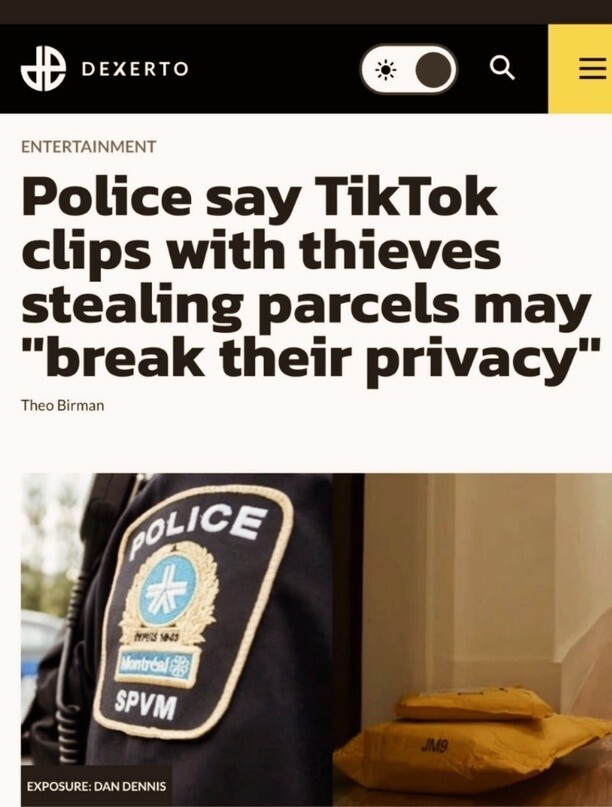 Новости цивилизации. Полиция Канады призывает не публиковать видео с кражами посылок, чтобы не нарушать право грабителей на частную жизнь
