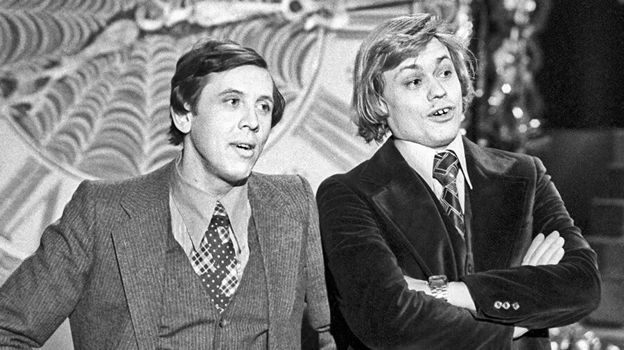 Валерий Золотухин и Николай Караченцов на съемках новогоднего «Огонька» 1978 года