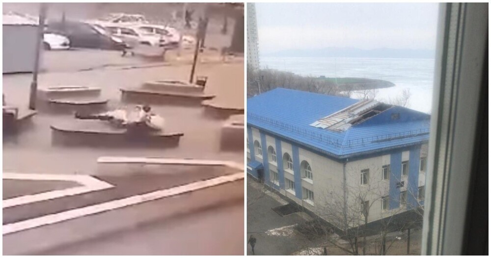 Срывает крыши и валит на землю людей: на Владивосток обрушился ураганный ветер