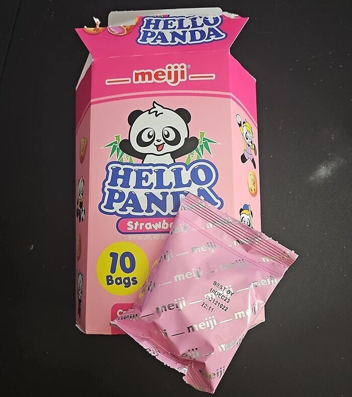 11. Хрустящее печенье в виде панды с клубничной начинкой. Hello Panda Strawberry от компании Meiji