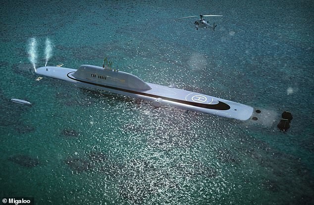 Migaloo M5 длиной 165 метров сможет вместить 20 пассажиров и 40 членов экипажа, находясь под водой в течение четырех недель