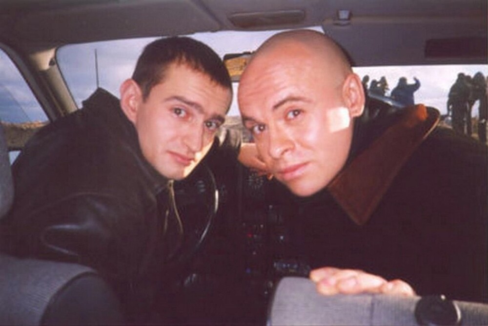 Константин Хабенский и Сергей Мурзин на съёмках «Убойной силы». Санкт-Петербург, 1999 год.