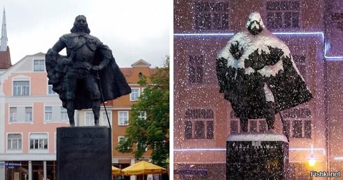 Если в Вейхерово (Польша) пойдёт снег, статуя основателя города превратится в...