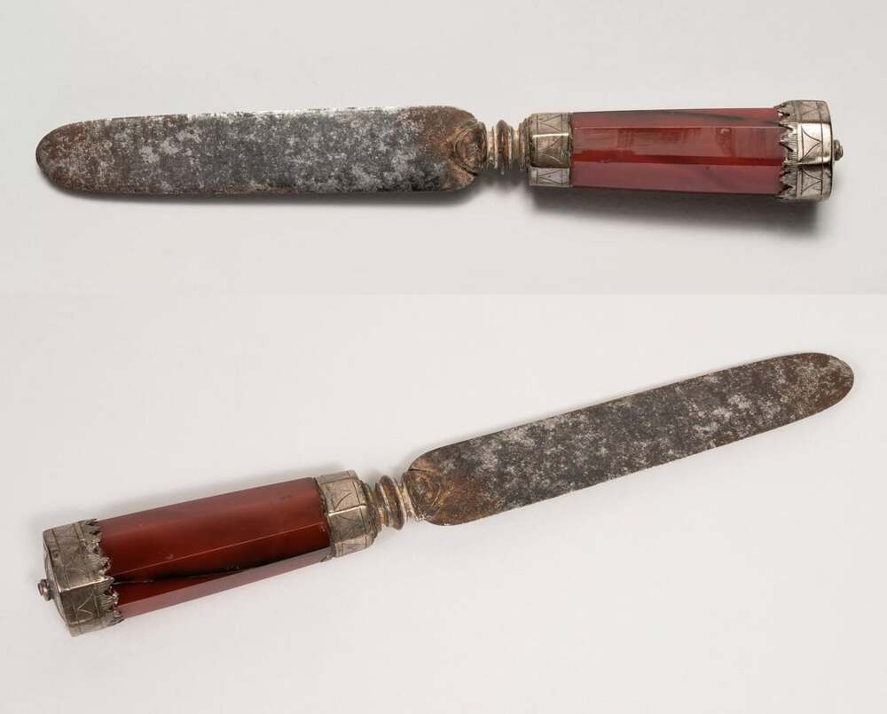 Еврейский нож для обрезания с агатовой ручкой. Италия, 18 век