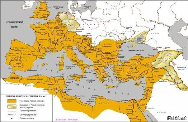 Карта Римской империи на пике своего могущества