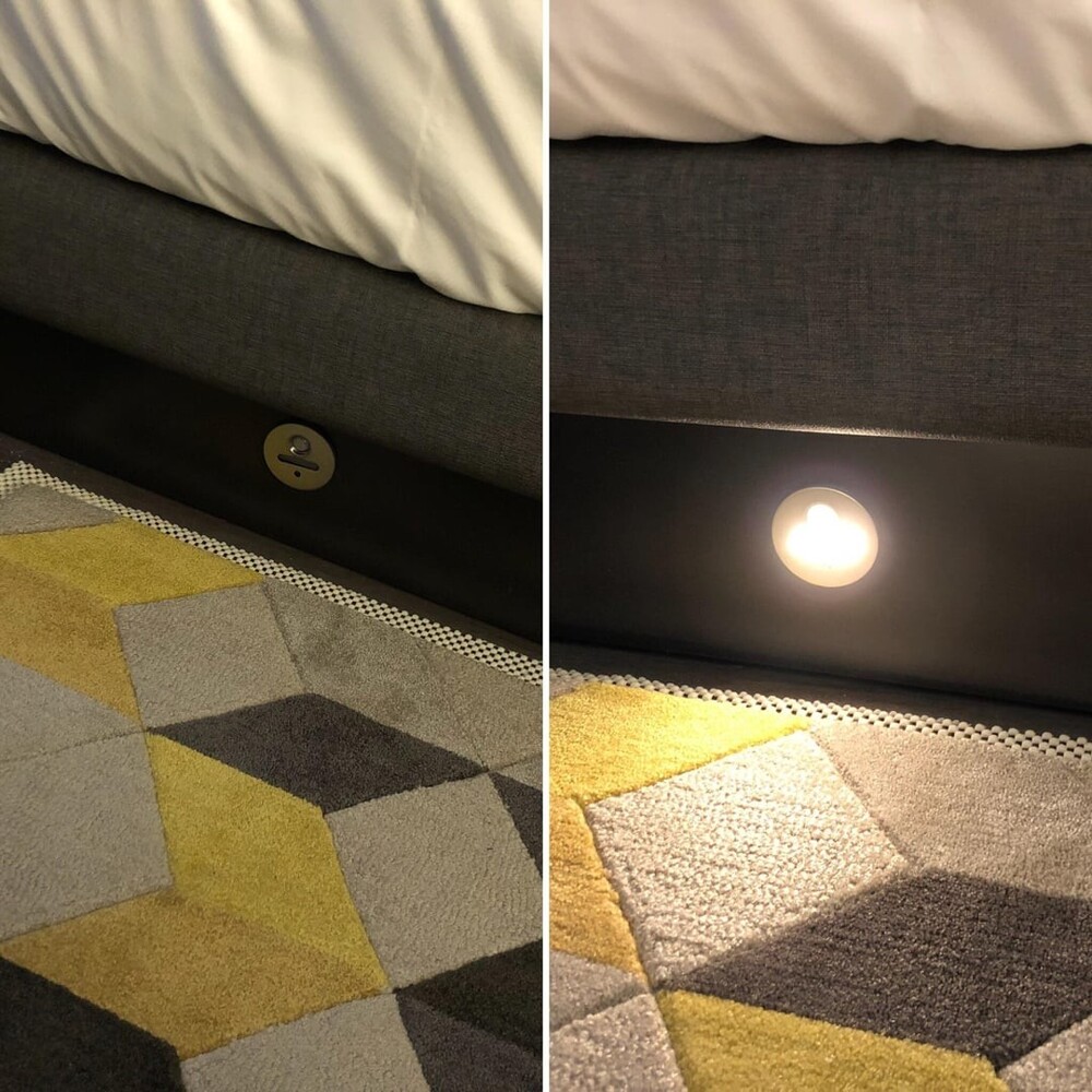 8. На этой кровати установлена лампочка с датчиком движения: теперь вы ни на что не наступите в темноте